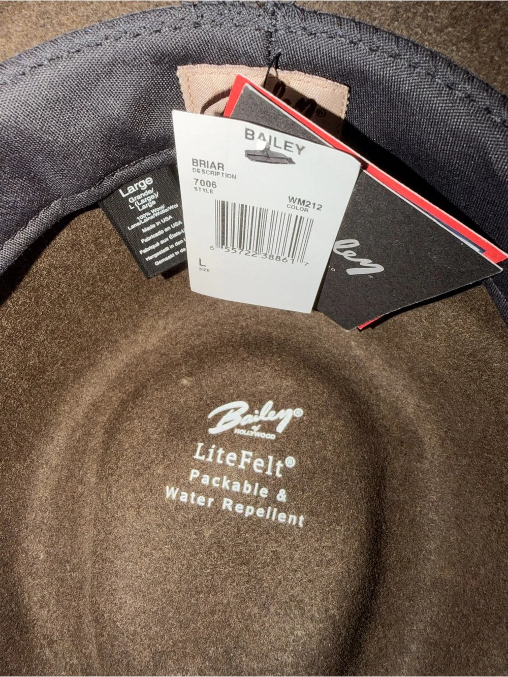 Bailey of Hollywood Briar Wool Fedora Brown Size L